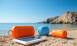 Bright Sunny Beach with Tech Gadgets
