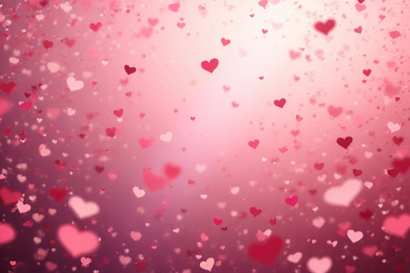 Heart-shaped confetti and romantic elements for Valentine's Day