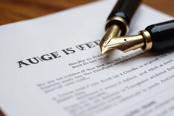 Legal document with a pen