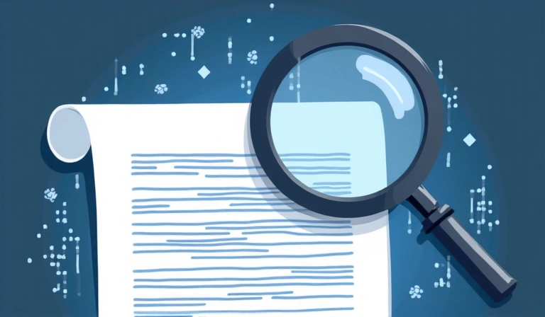 Legal document with a magnifying glass